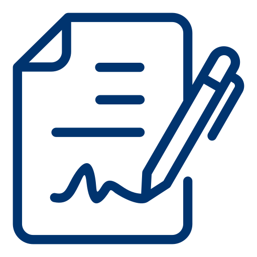 icon vertragsunterzeichnung blau